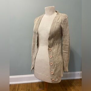 Takeout chunky knit tan cardigan, size XS, XXS